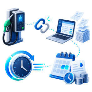 Fuel pump, disconnected link and paperwork icons