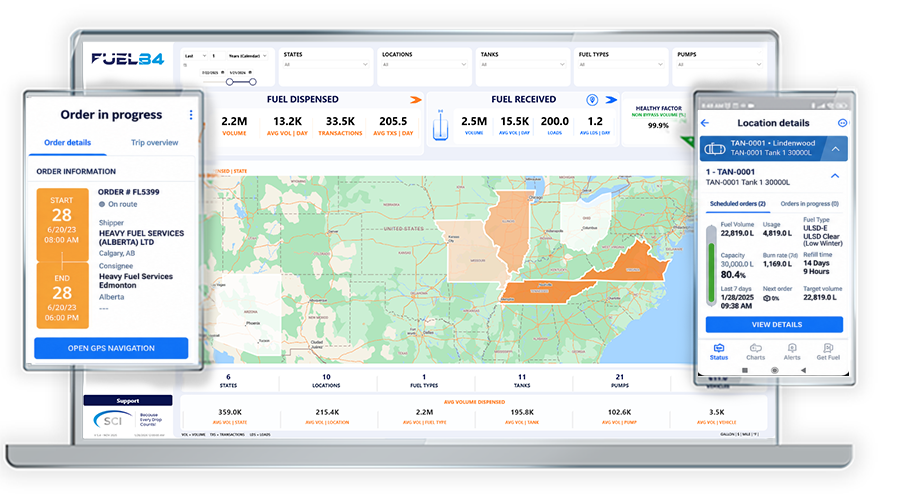 FuelB4 delivery order and route management dashboard