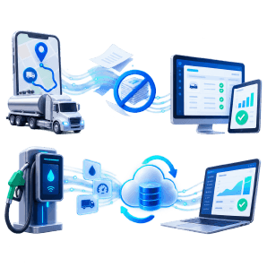 Dispatch truck, sync and ERP dashboard icons